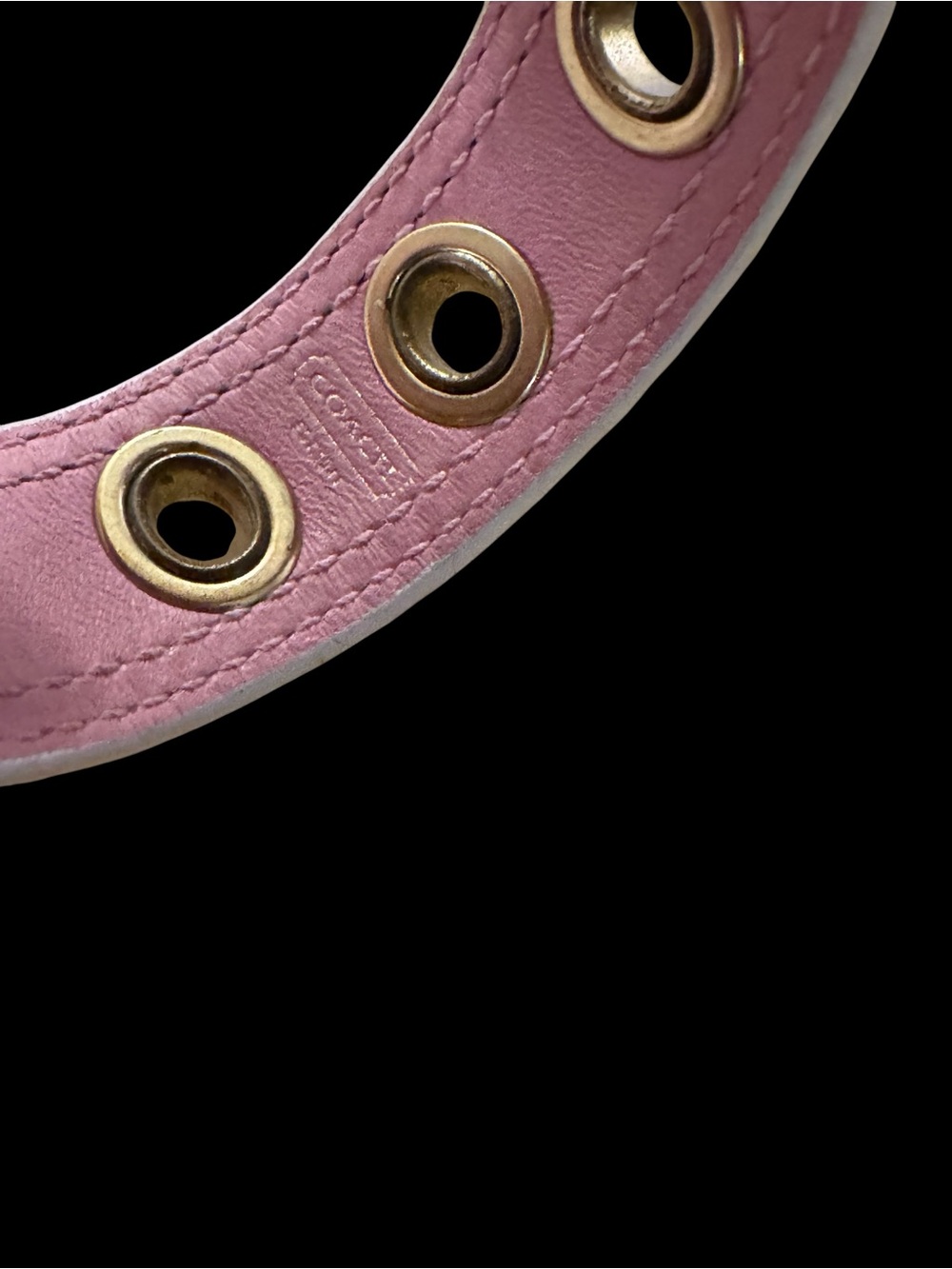 Coach Pink Leather Bangle with Goldtone Grommets - Picture 4 of 4